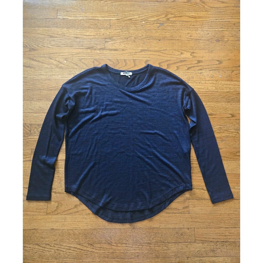 Rag & Bone Womens Hudson Knit Long Sleeve Top Navy Blue Size Small